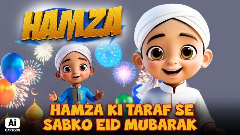 Hamza Ki Taraf Se Sabko Eid Mubarak | Hamza Cartoon Series | AI Cartoon Video| Madni Channel Program